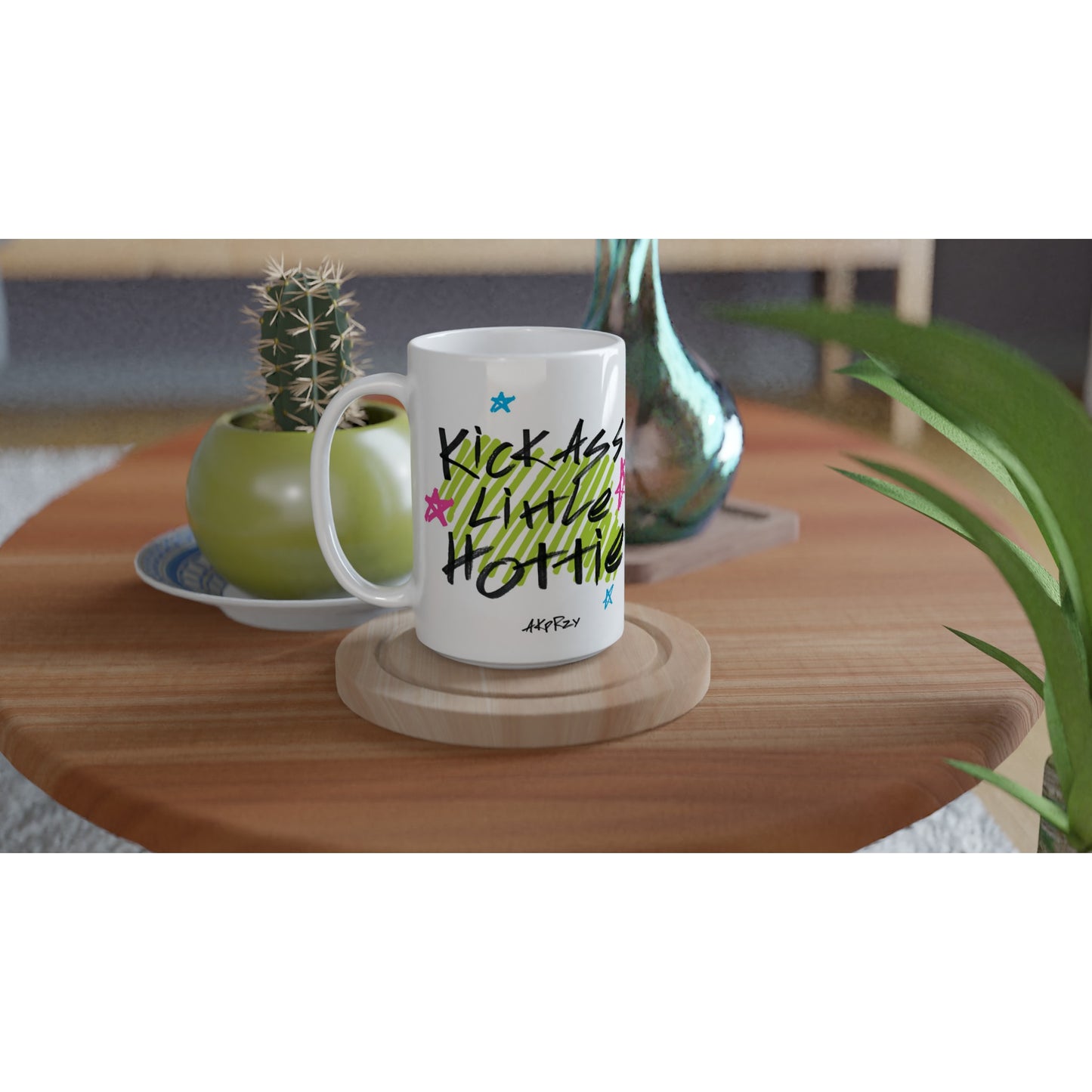 White 15oz Ceramic Mug - Kickass little hottie