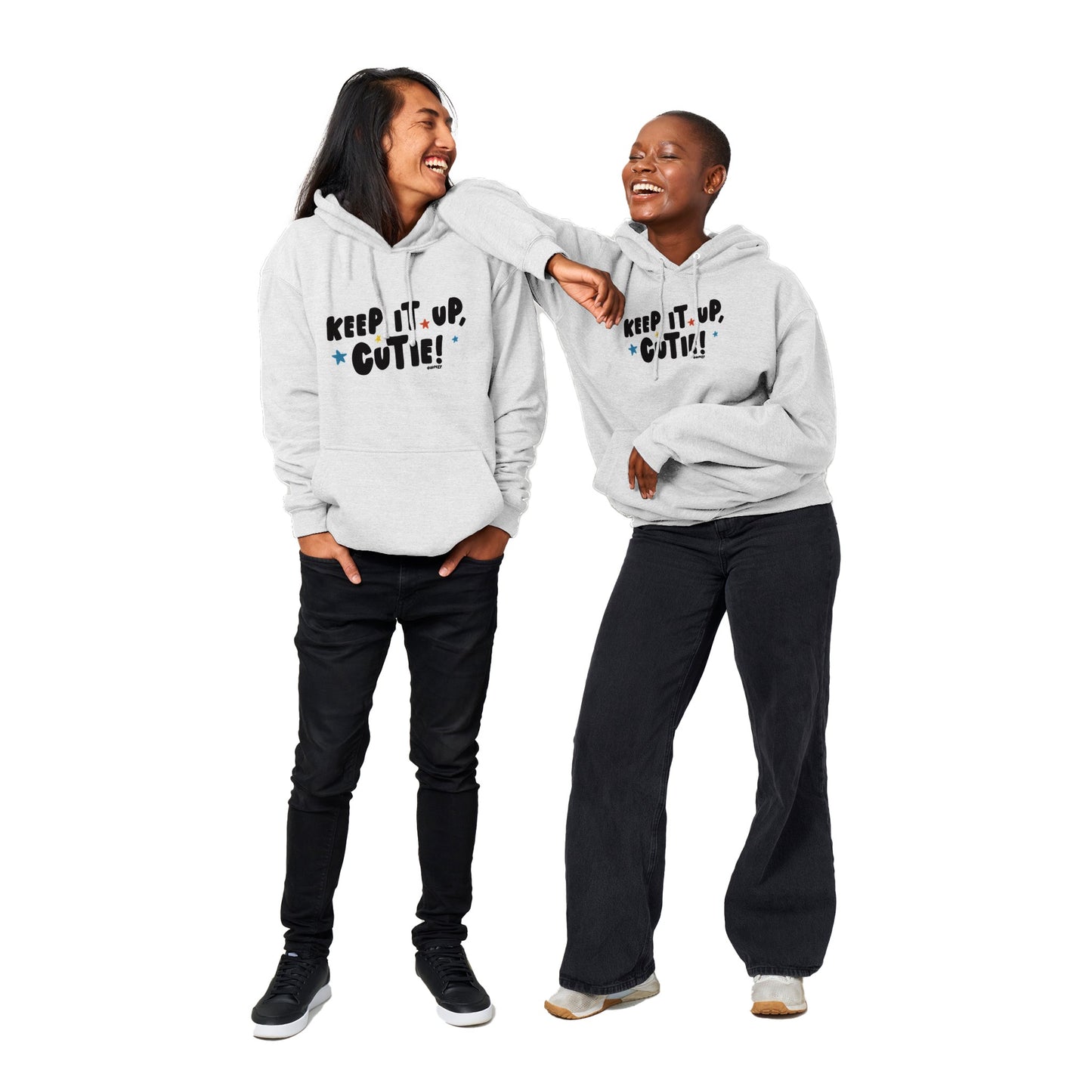 Premium Unisex Pullover Hoodie - White, Keep it up, Cutie