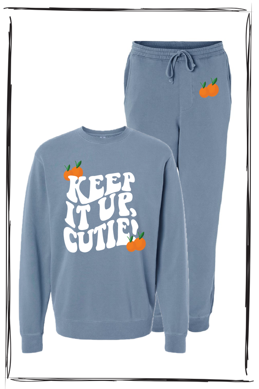 KEEP IT UP CUTIE BLUE SWEAT SET